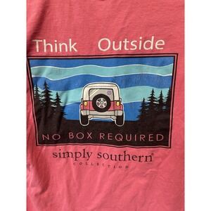 Simply Southern Collection T - Shirt Pink Women's M Cotton SS Jeep Think Outside